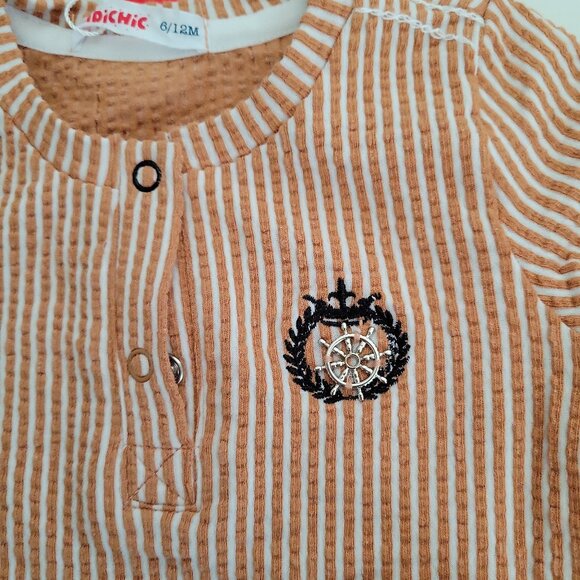 Baby Boy 2-Piece Outfit Set 6-12M Striped Top & Shorts by Kidichic NWT - Picture 2 of 6